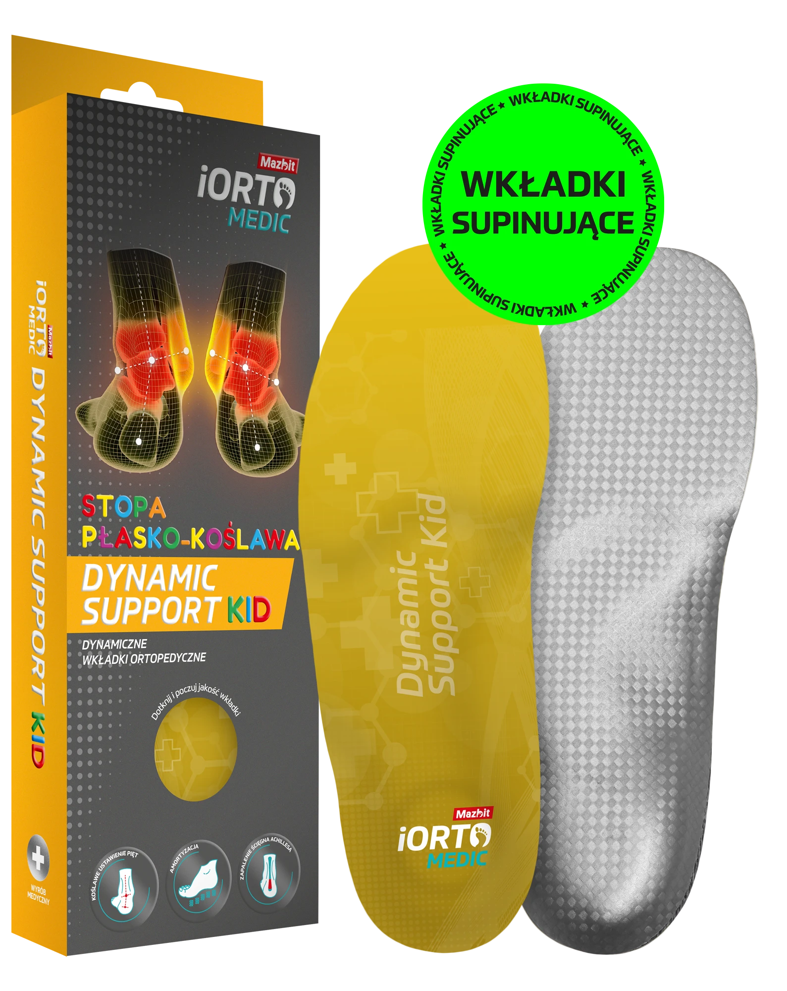 MAZBIT DYNAMIC SUPPORT KID wkładki ortopedyczne dla dzieci na stopę płasko-koślawą rozwarstwienie
